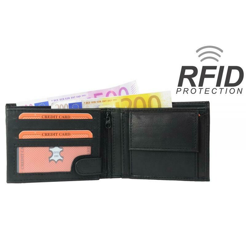 Personalisierte Geldbörse Querformat RFID Protect - Nappaleder schwarz