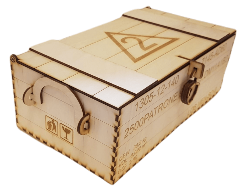 Personalisierte Geschenkverpackung Munitionskiste für Jacky 0,7l - Holz