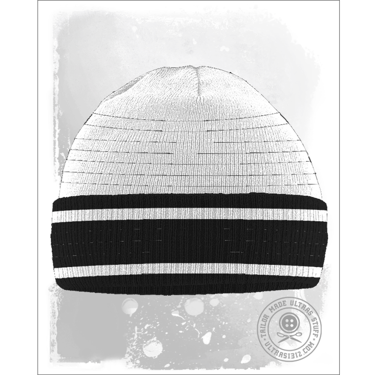 Fulhamish White / Black Striped Beanie Fulhamish White / Black Striped Beanie