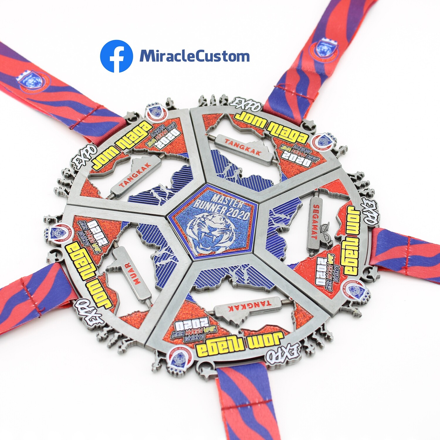 Custom Multiple Piece Spin Medals with Magnet and glitters