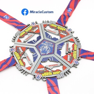 Custom Multiple Piece Spin Medals with Magnet and glitters