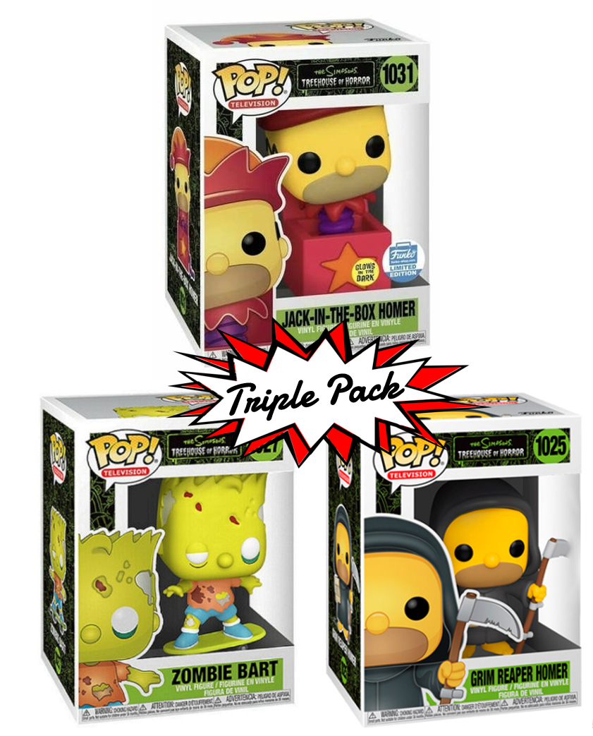 (Pack) Jack-in-the-box Homer (Exclusivo GITD), Zombie Bart & Grim Reaper Homer