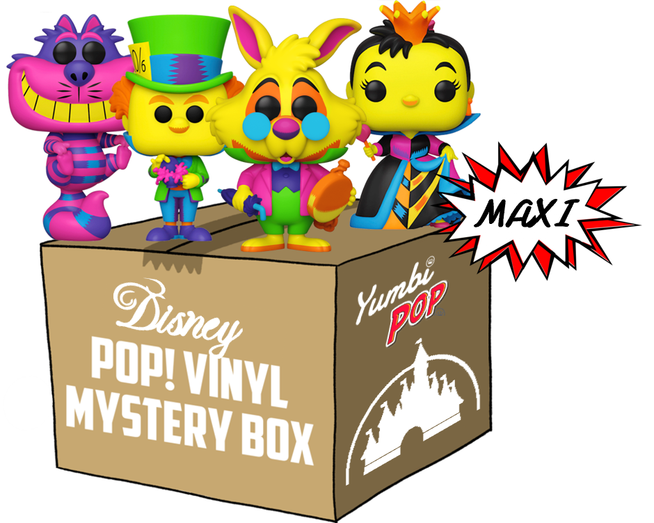 MAXI Yumbi-Mystery Box Alice in Wonderland Black Light + 5 Pop! Disney