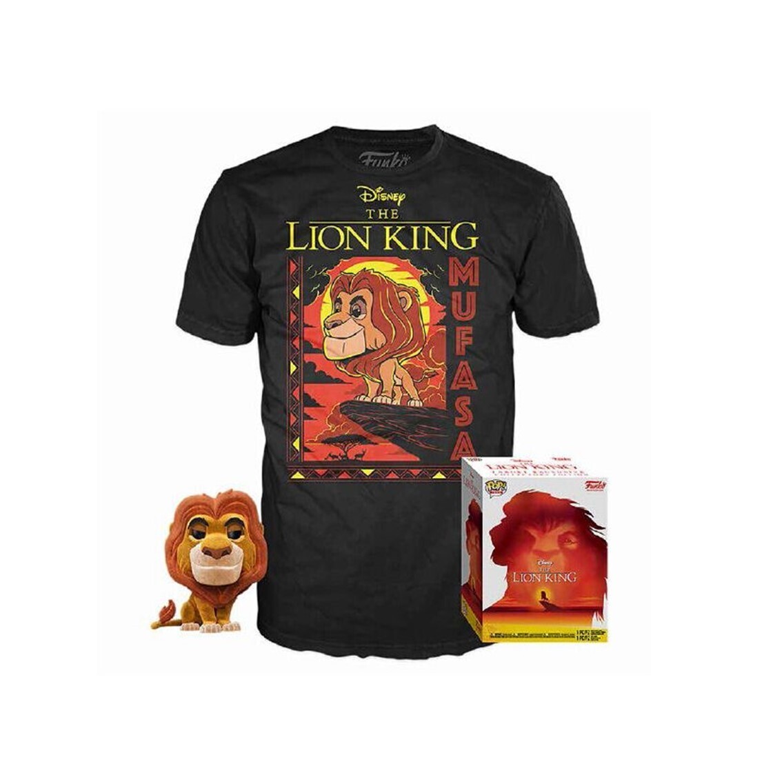 Funko Pop! & Tee Mufasa (Flocked) + Camiseta Exclusiva - Disney El Rey Leon