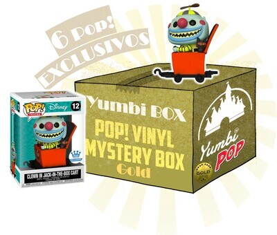 Yumbi Mystery Box GOLD - Clown in Jack-in-the-Box Cart (Exclusivo) + 5 POP! EXCLUSIVOS de Disney