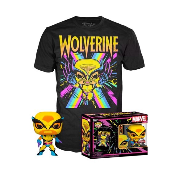 Funko Pop! &amp; Tee Wolverine (Special Edition) Black Light + Camiseta exclusiva - Marvel