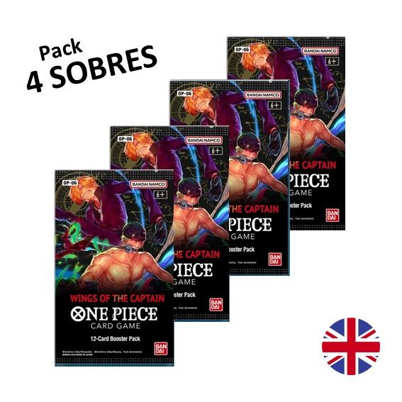 4 x Sobres OP-06 Wings of the Captain - One Piece Card Game