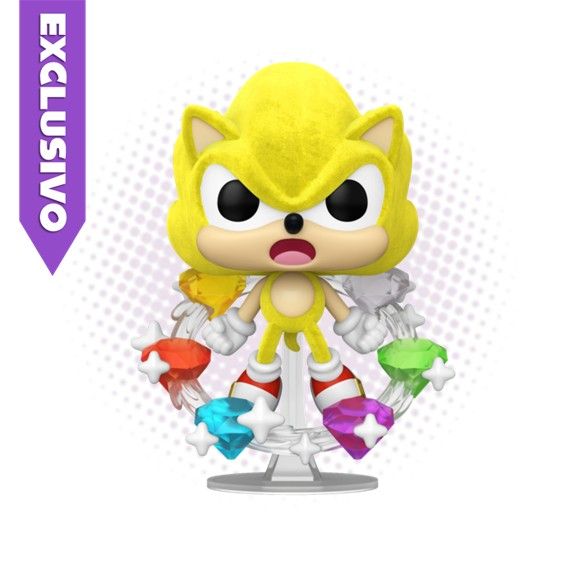 Funko Pop! Super Sonic with Emeralds 1059 (Flocked) (SE) Plus - Sonic The Hedgehog
