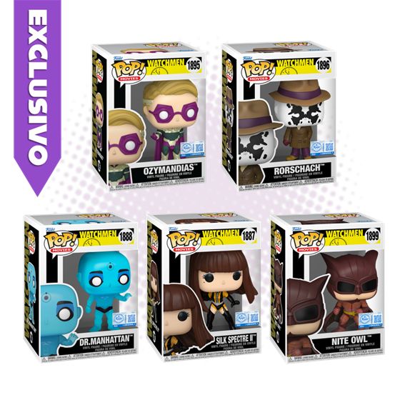Funko Pop! Pack 5 Funkos Watchmen - Silk, Nite Owl, Dr. Manhattan, Ozymandias y Rorschach