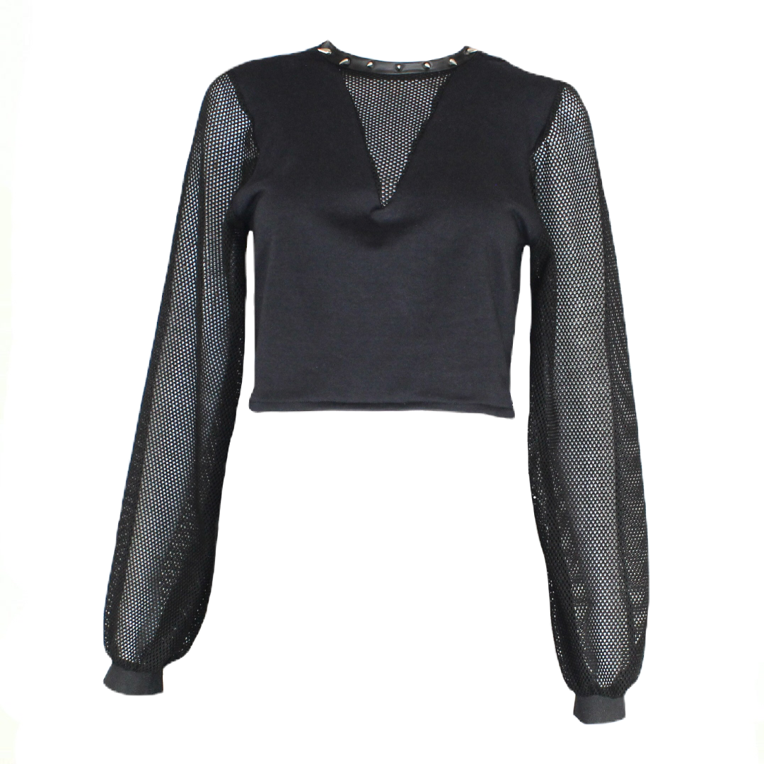 Netted Crop Sweatshirt