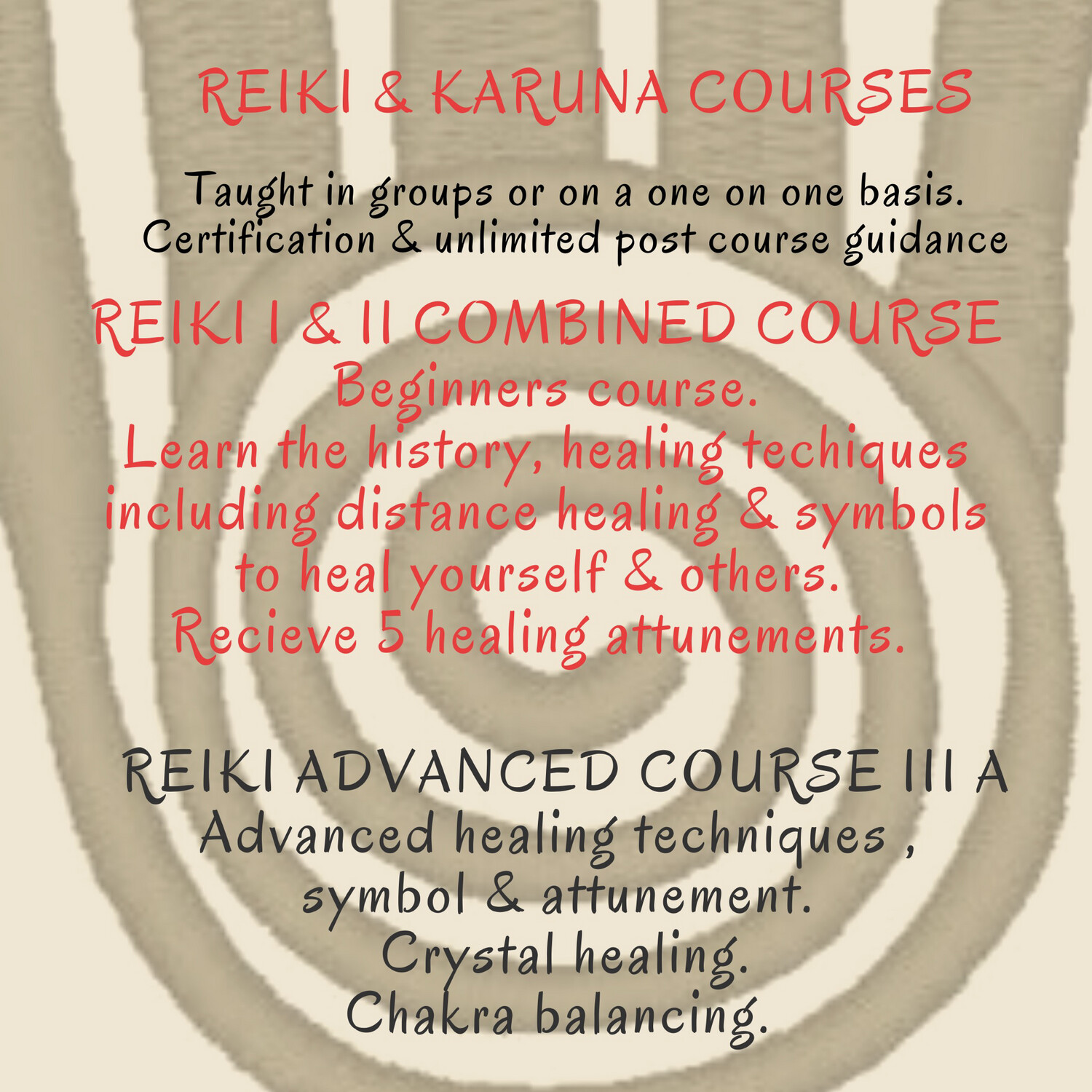 REIKI &amp; KARUNA HEALING COURSES