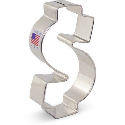 Dollar Sign cutter 2.25x3.5in