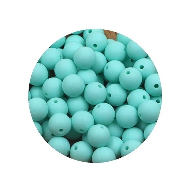 Cyan 14mm silicone beads