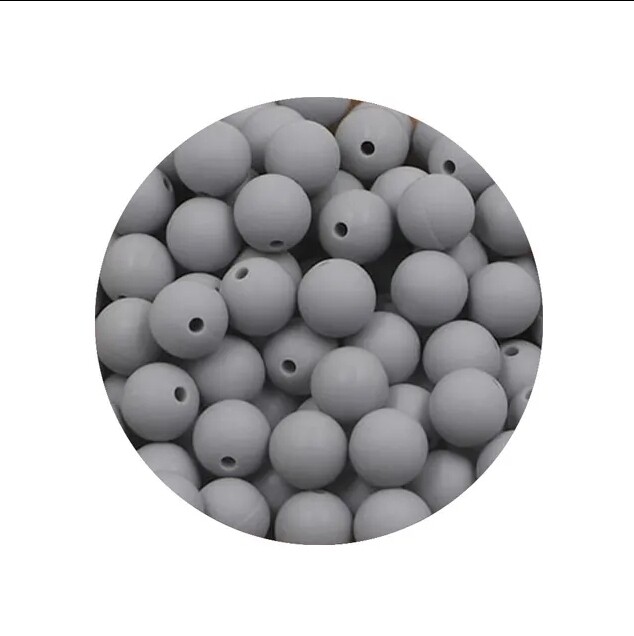 Lt grey 14mm silicone beads