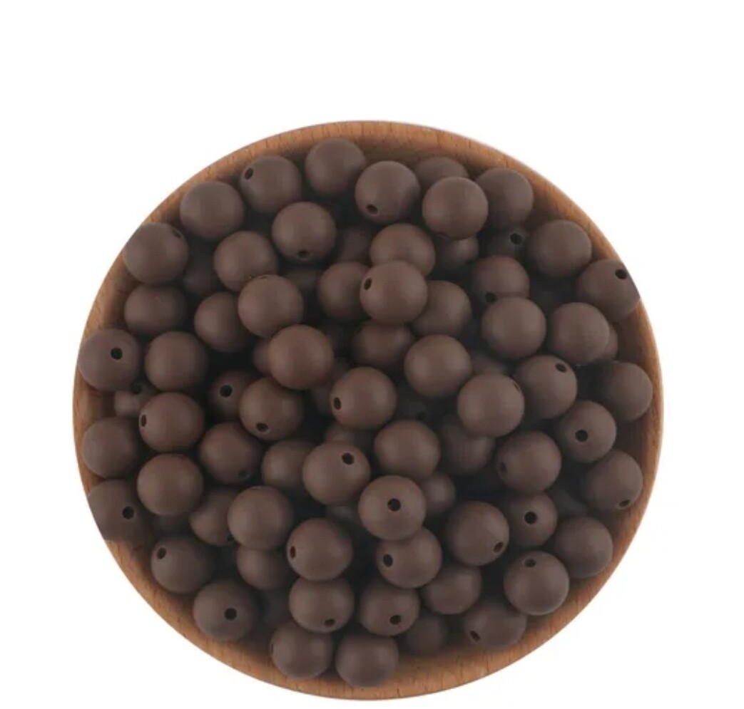 Brown 14mm silicone beads