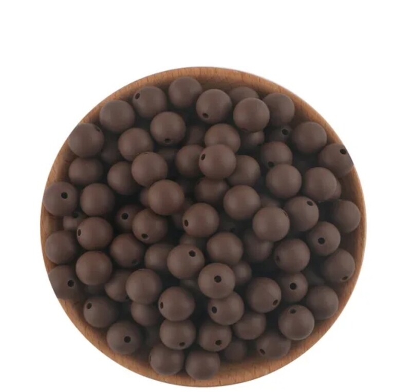 Brown 14mm silicone beads