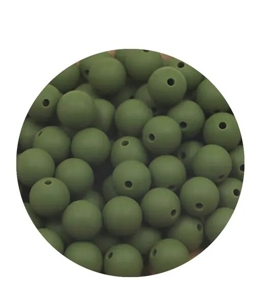 Olive 14mm silicone beads