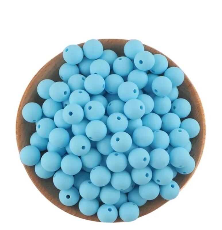 Baby blue 14mm silicone beads