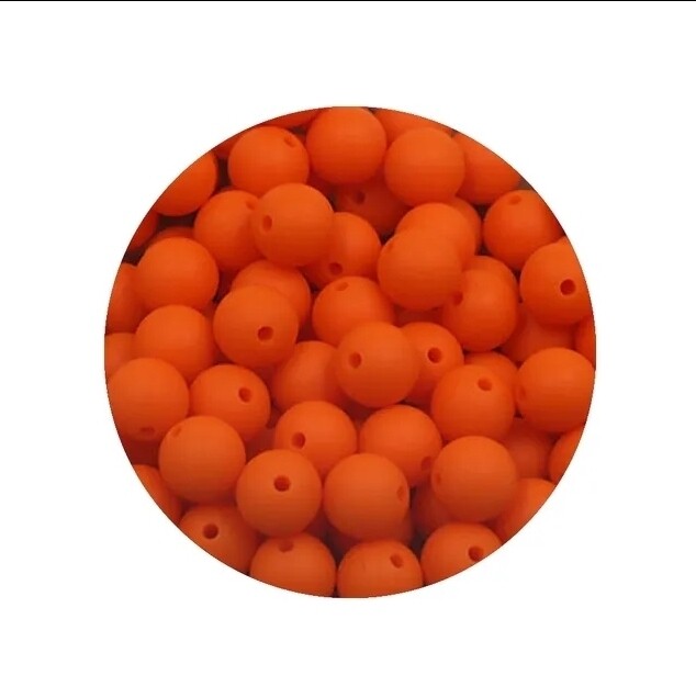 Orange 14mm silicone beads