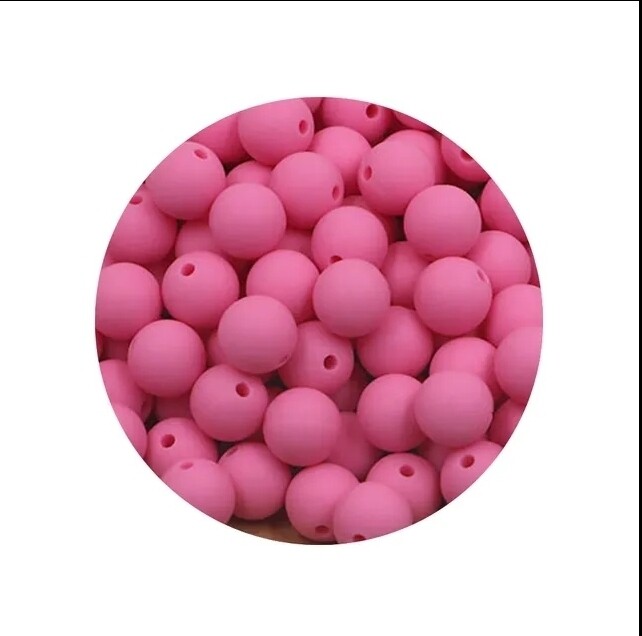 Dk Pink 14mm silicone beads