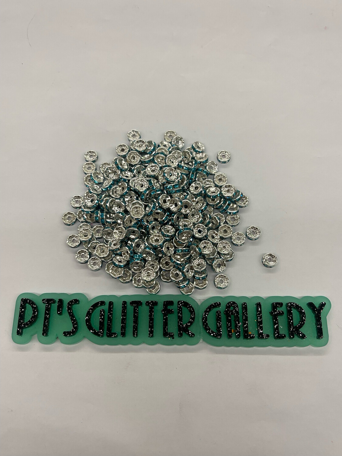 Aqua Rhinestoned Spacers