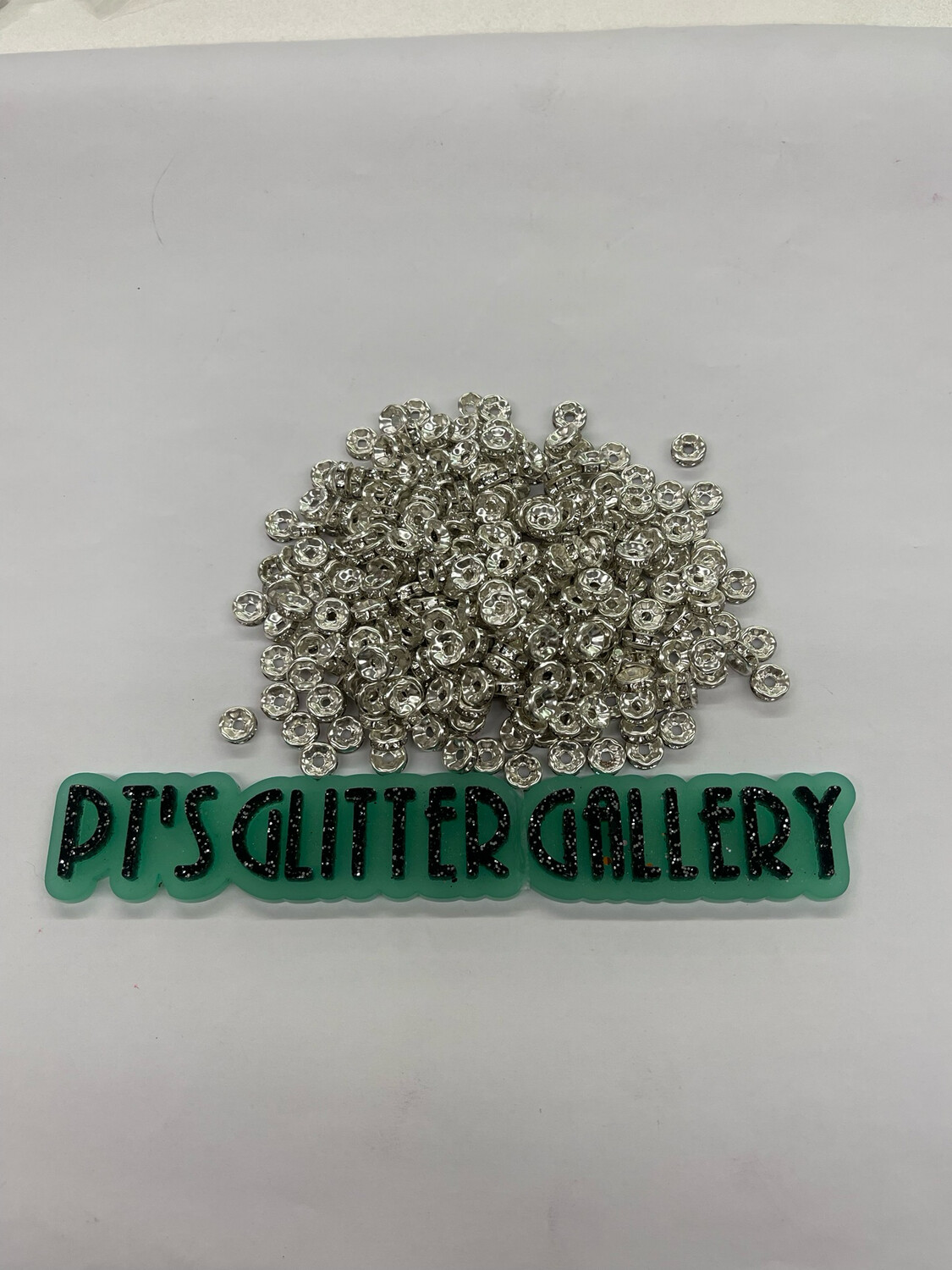 Silver/White Rhinestoned Spacers