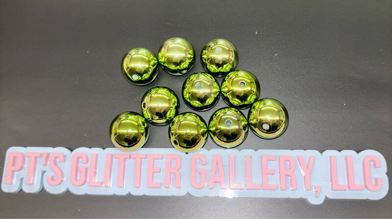 Green Mirrored Beads