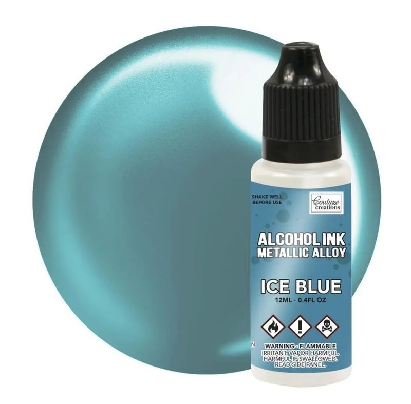 Metallic ice blue alcohol ink