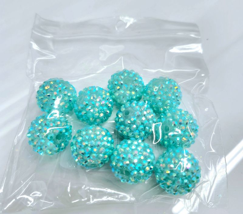 Lt Blue Rhinestone Beads