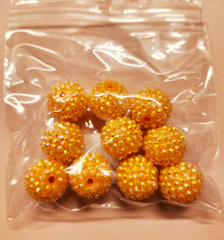 Orange Rhinestone Beads