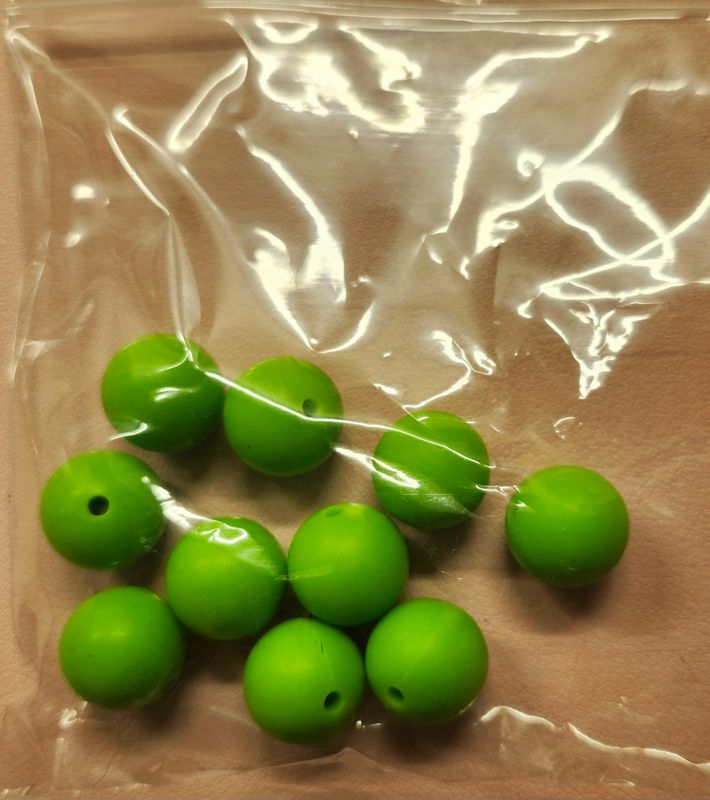 Lime green 14mm silicone beads