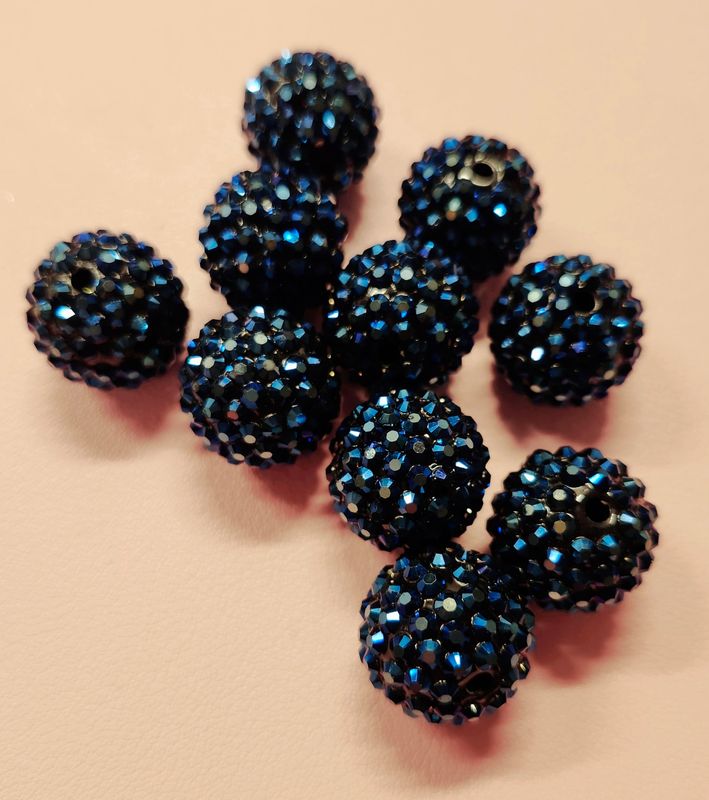 Dk Blue Rhinestone Beads