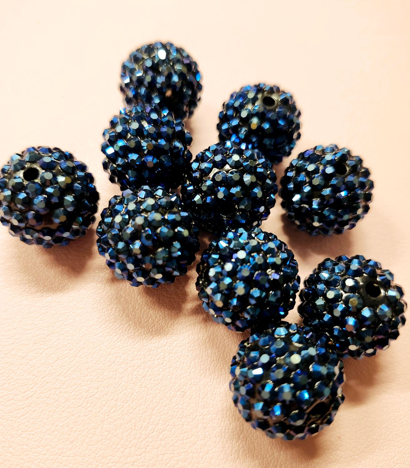 Dk Blue Rhinestone Beads