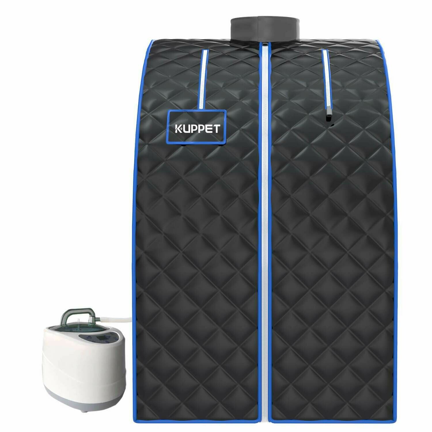 Portable Sauna, KUPPET 2020&#39;s Newest Portable Folding steam Sauna Room 2L Single-use Home Sauna spa, Weight Loss Through Chair, Remote Control, steam Pot, Foot pad, mat (Black)