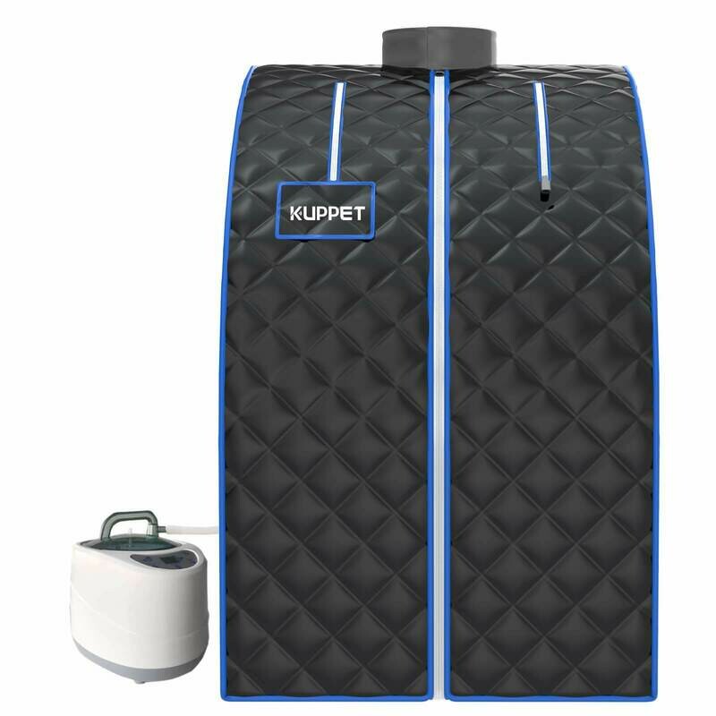Portable Sauna, KUPPET 2020&#39;s Newest Portable Folding steam Sauna Room 2L Single-use Home Sauna spa, Weight Loss Through Chair, Remote Control, steam Pot, Foot pad, mat (Black)