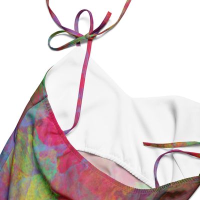 Rosette Watercolor Tye Dye Tie-strap midi dress