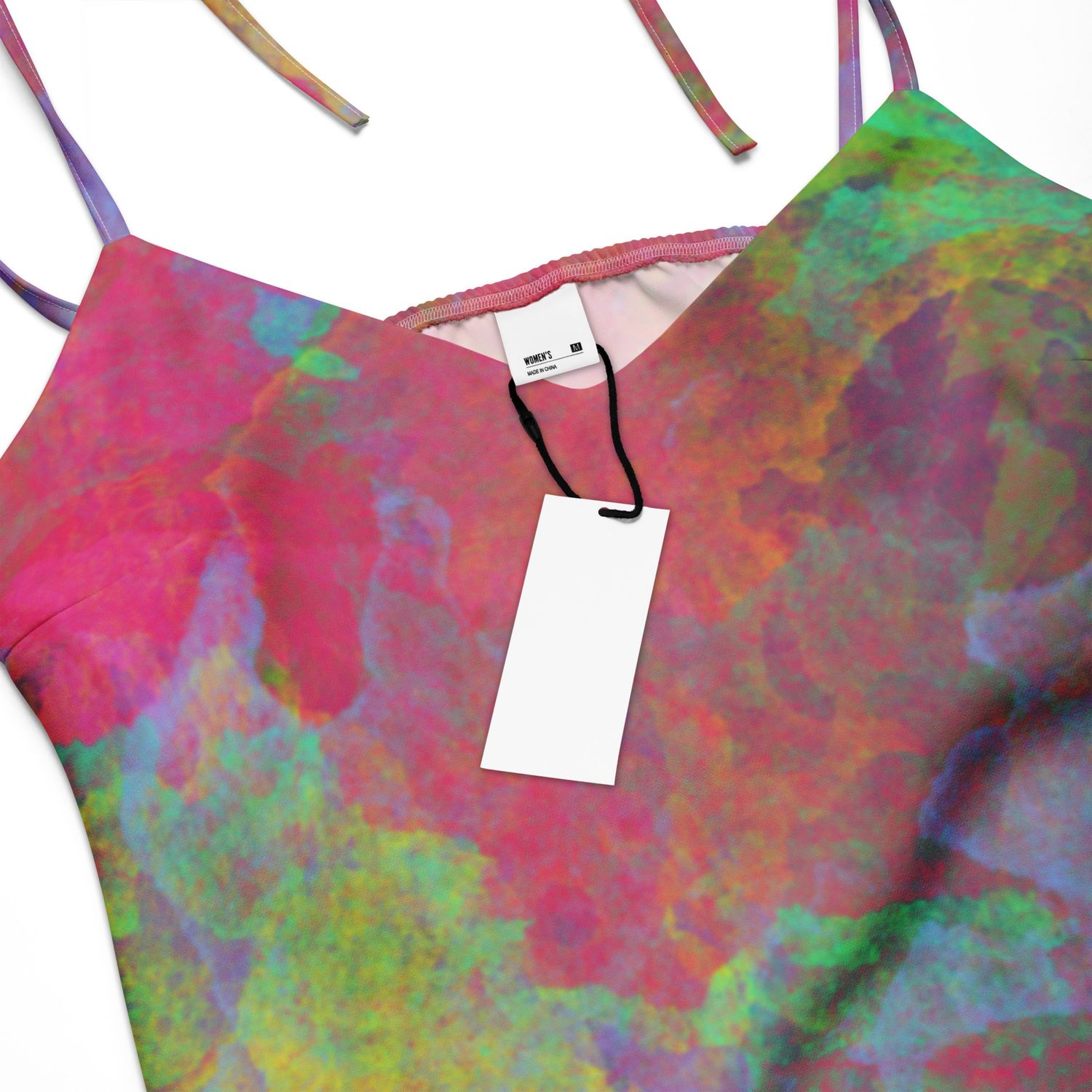 Rosette Watercolor Tye Dye Tie-strap midi dress