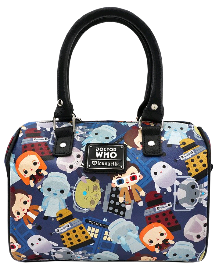 Lounge Fly Doctor Who - Chibi Print 10” Faux Leather Duffle Bag