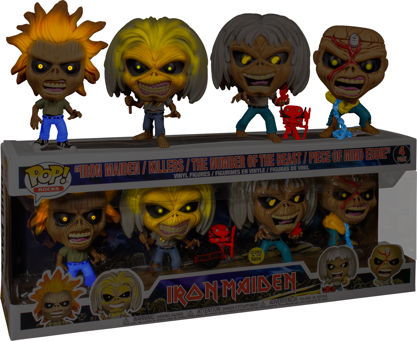 Funko Iron Maiden - Eddie Glow in the Dark Pop! Vinyl Figure 4-Pack Exclusive