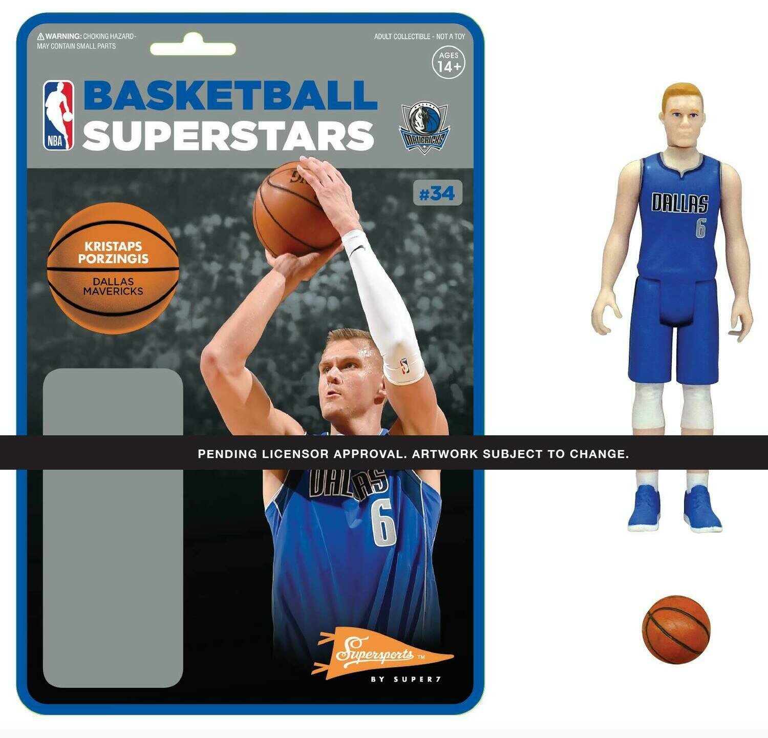 Super7 NBA REACTION FIGURE - KRISTAPS PORZINGIS (MAVERICKS)