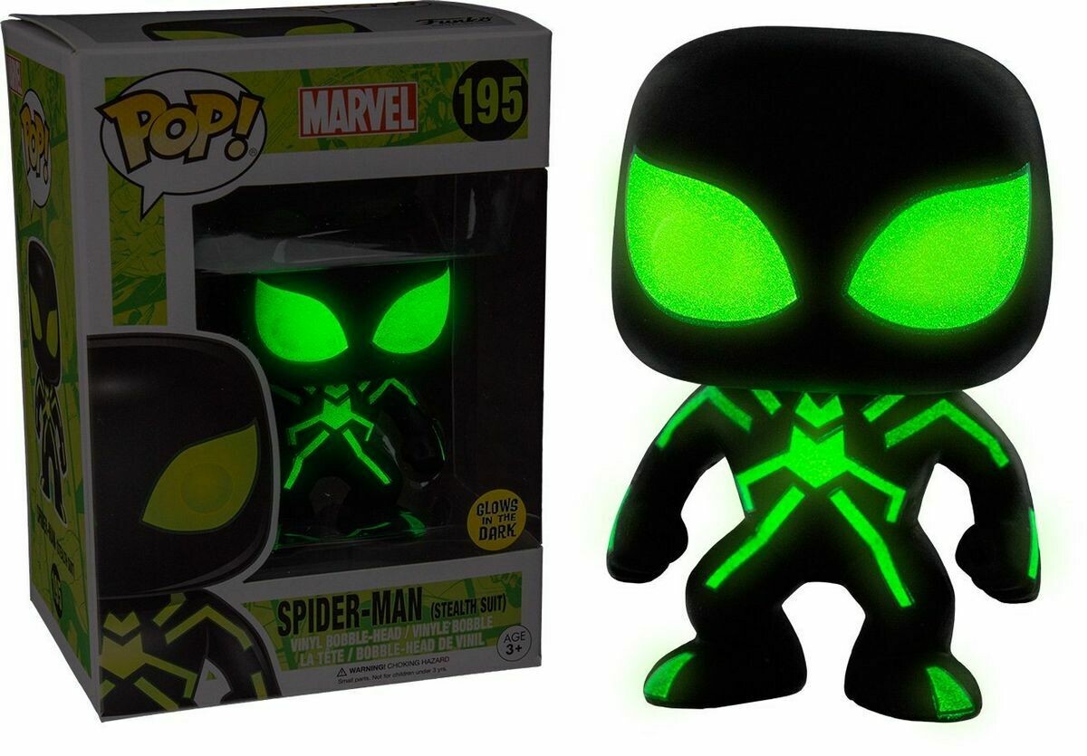 Funko Marvel - Stealth Suit Spiderman Green Glow in the Dark Pop! Exclusive Vinyl Figure