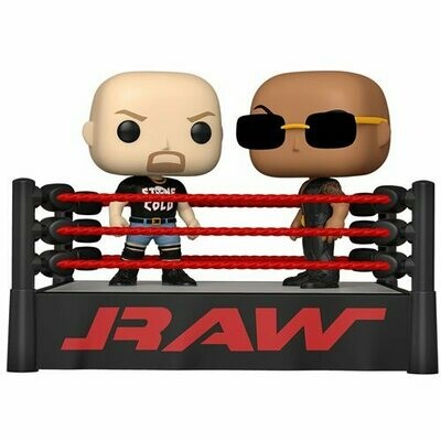 PRE-ORDER Funko WWE The Rock Vs. Stone Cold Steve Austin in Wrestling Ring Pop! Vinyl Moment