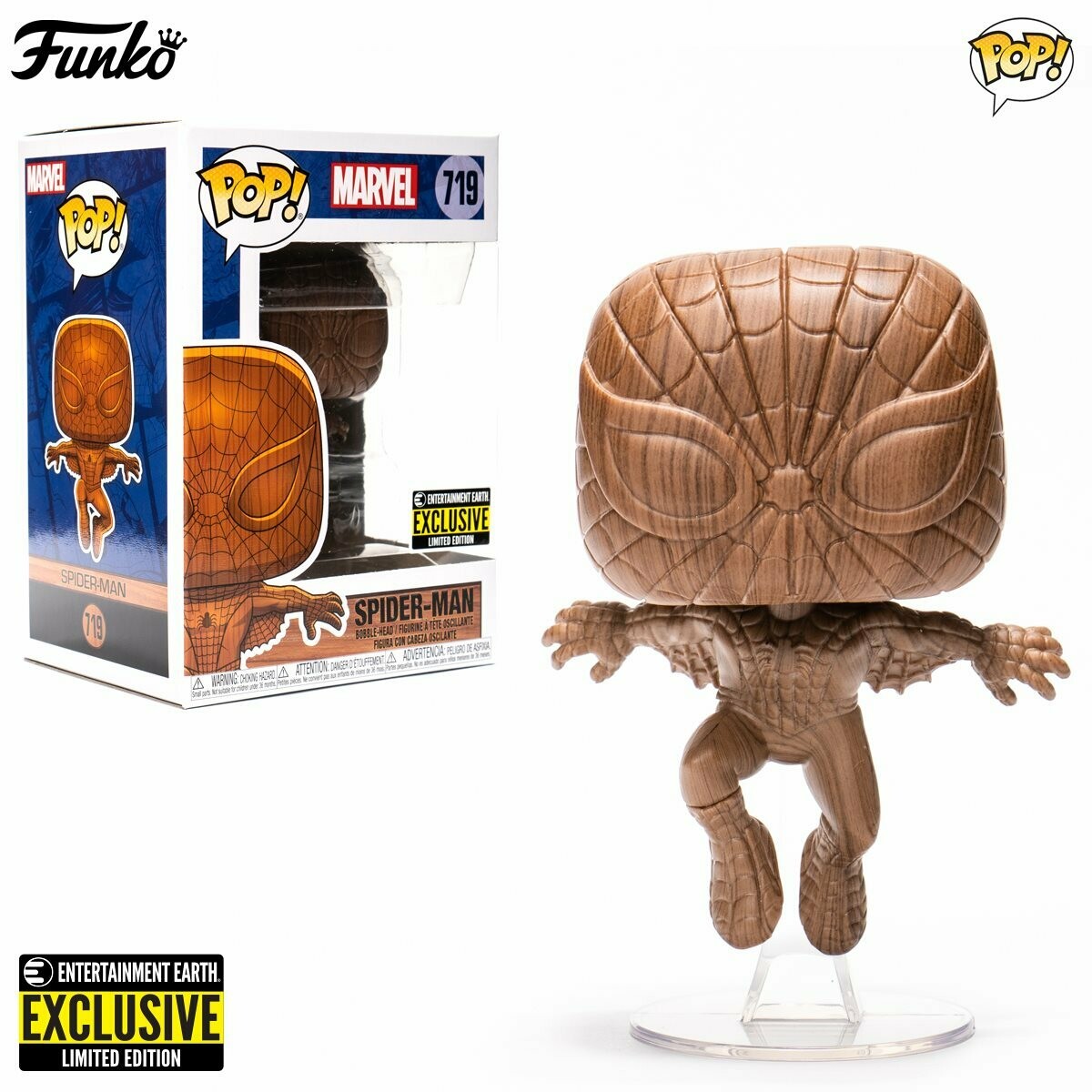 Funko Marvel - Spider-man Wood Deco Entertainment Earth Exclusive Pop! Vinyl Figure