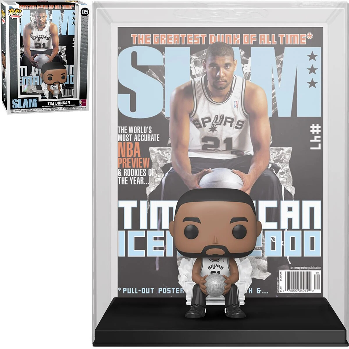 PRE-ORDER Funko NBA SLam Tim Duncan pop! Cover Figure with Case