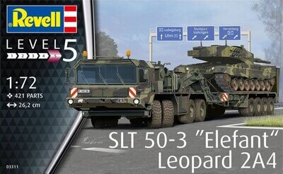 PRE-ORDER Revell SLT 50-3 &quot;Elefant&quot; + Leopard 2A4 1:72 Scale Plastic Model Kit