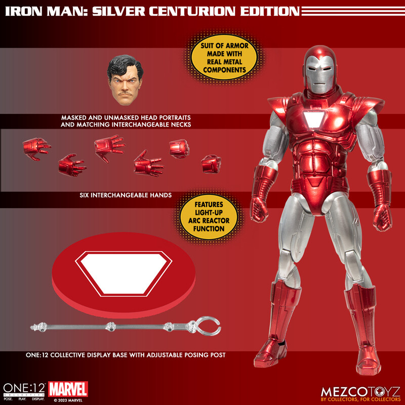 PRE-ORDER MEZCO One:12 Collective Iron Man Silver Centurion Action Figure