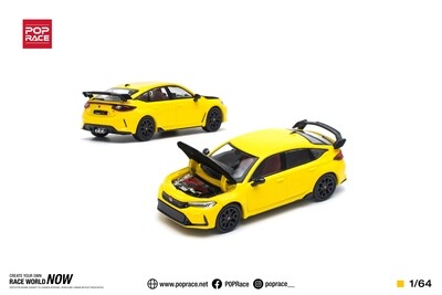 PRE-ORDER POPRACE 1/64 HONDA CIVIC FL5 TYPE-R SUNLIGHT YELLOW