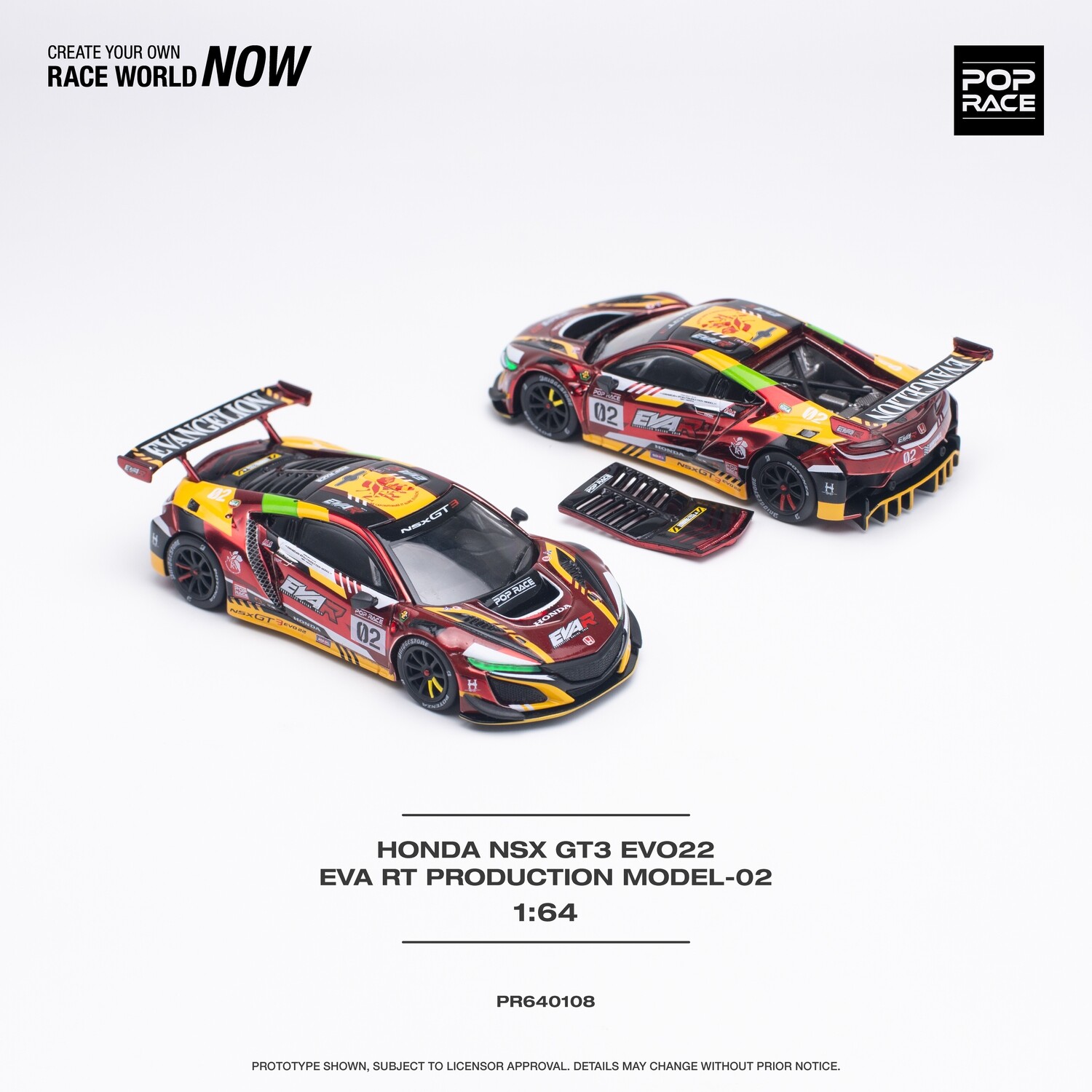 PRE-ORDER POPRACE 1/64 HONDA NSX GT3 EVO22 EVA RT PRODUCTION MODEL-02