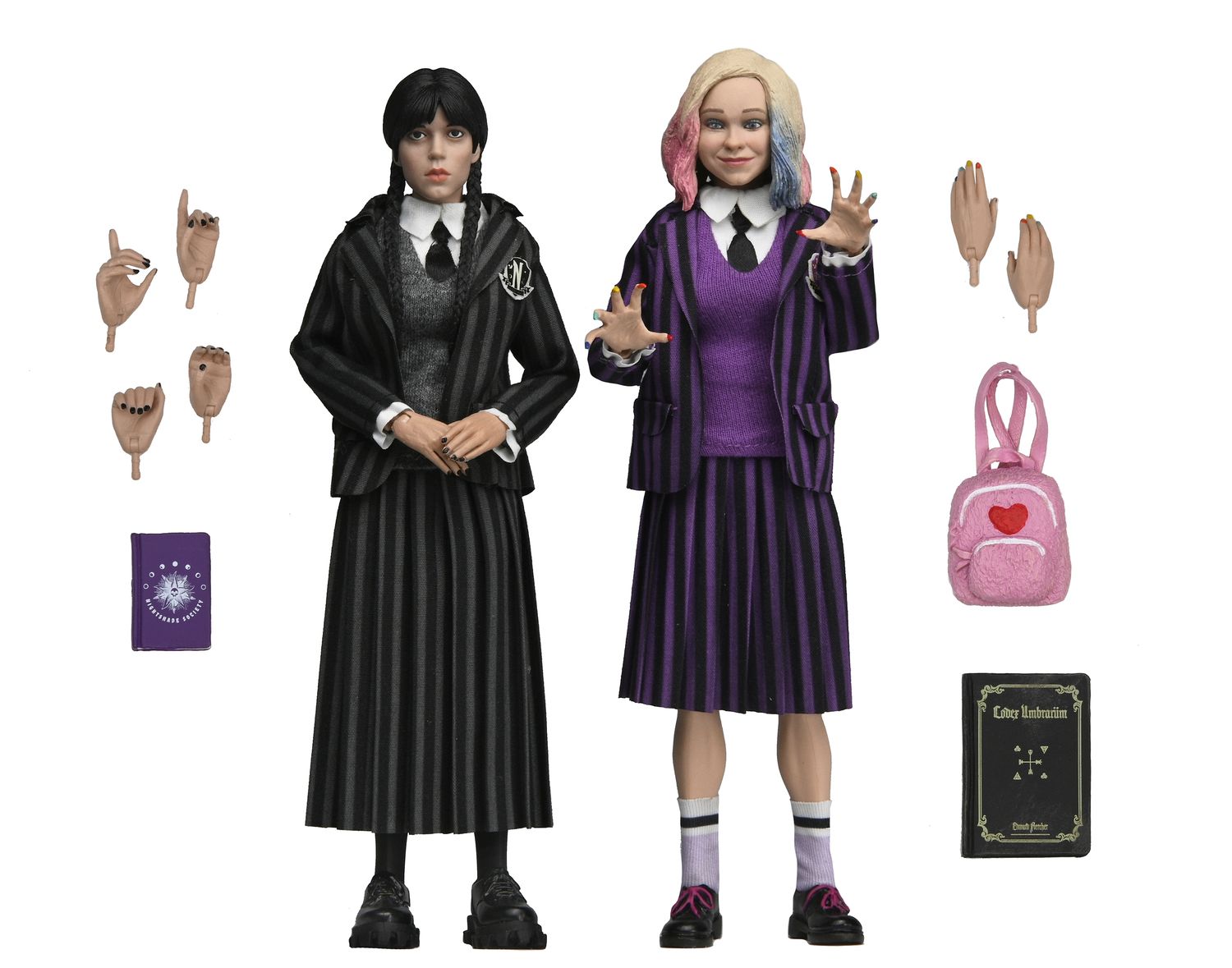 PRE-ORDER NECA Wednesday - Wednesday Addams (Nevermore Uniform) and Enid 2 Pack 8&quot; Clothed Action Figure