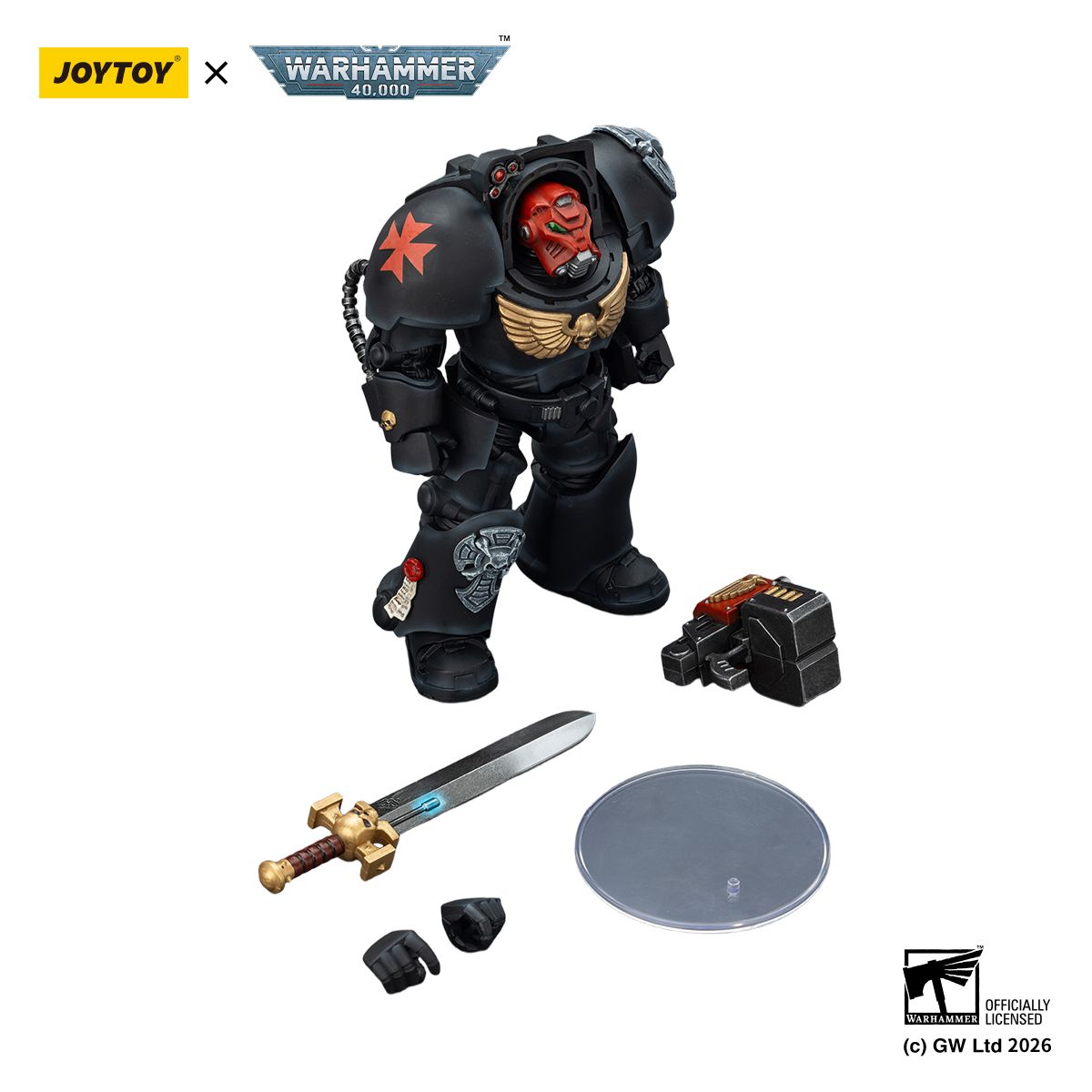PRE-ORDER Joy Toy Warhammer 40k Black Templars Terminator 1 with Power Sword and Storm Bolter